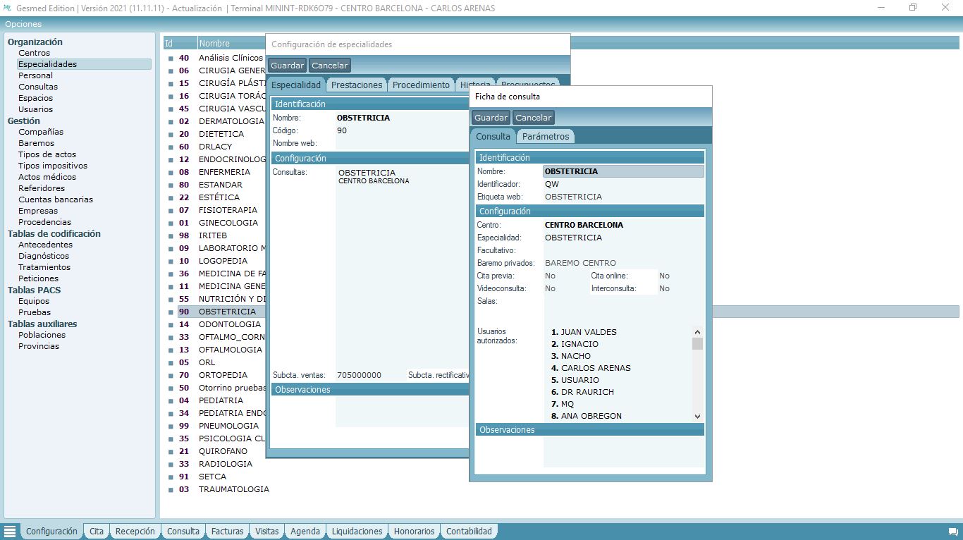 Módulo de administración de GESMED